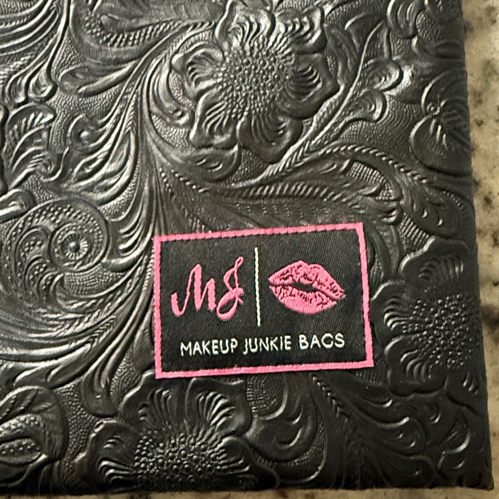 Makeup Junkie Black Embossed Zipper Pouch - Picture 3 of 5